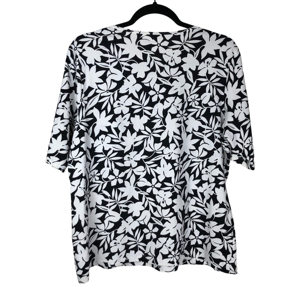 Lands' End Womens Floral Rash Guard Size L Resortwear Modest Swim Beach Vacation - Picture 2 of 10